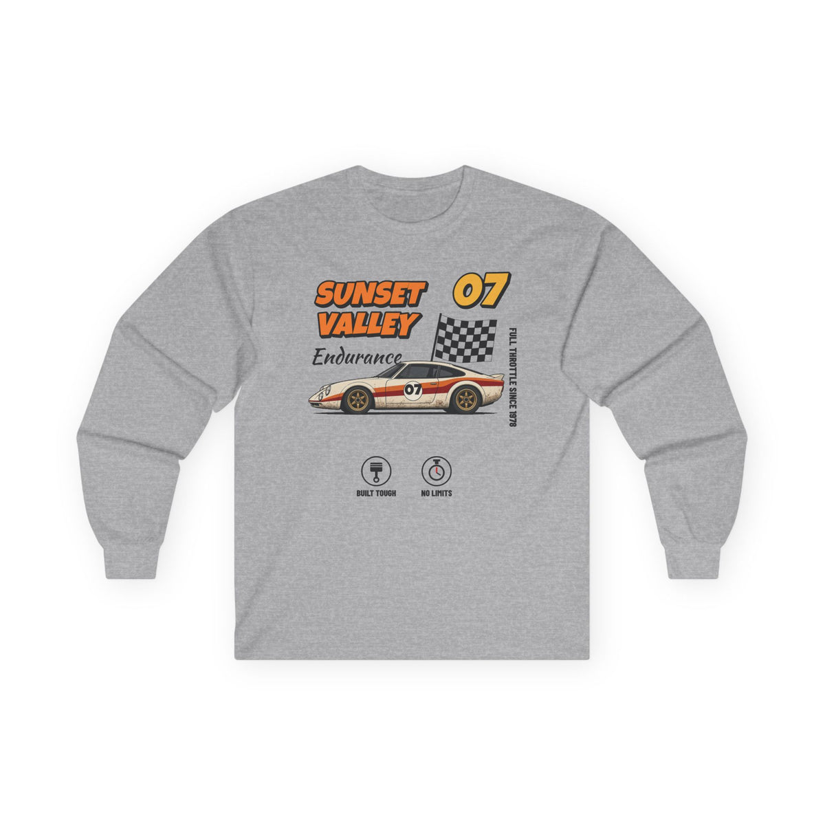 Sunset Valley 07 Vintage Race Car Long Sleeve Tee