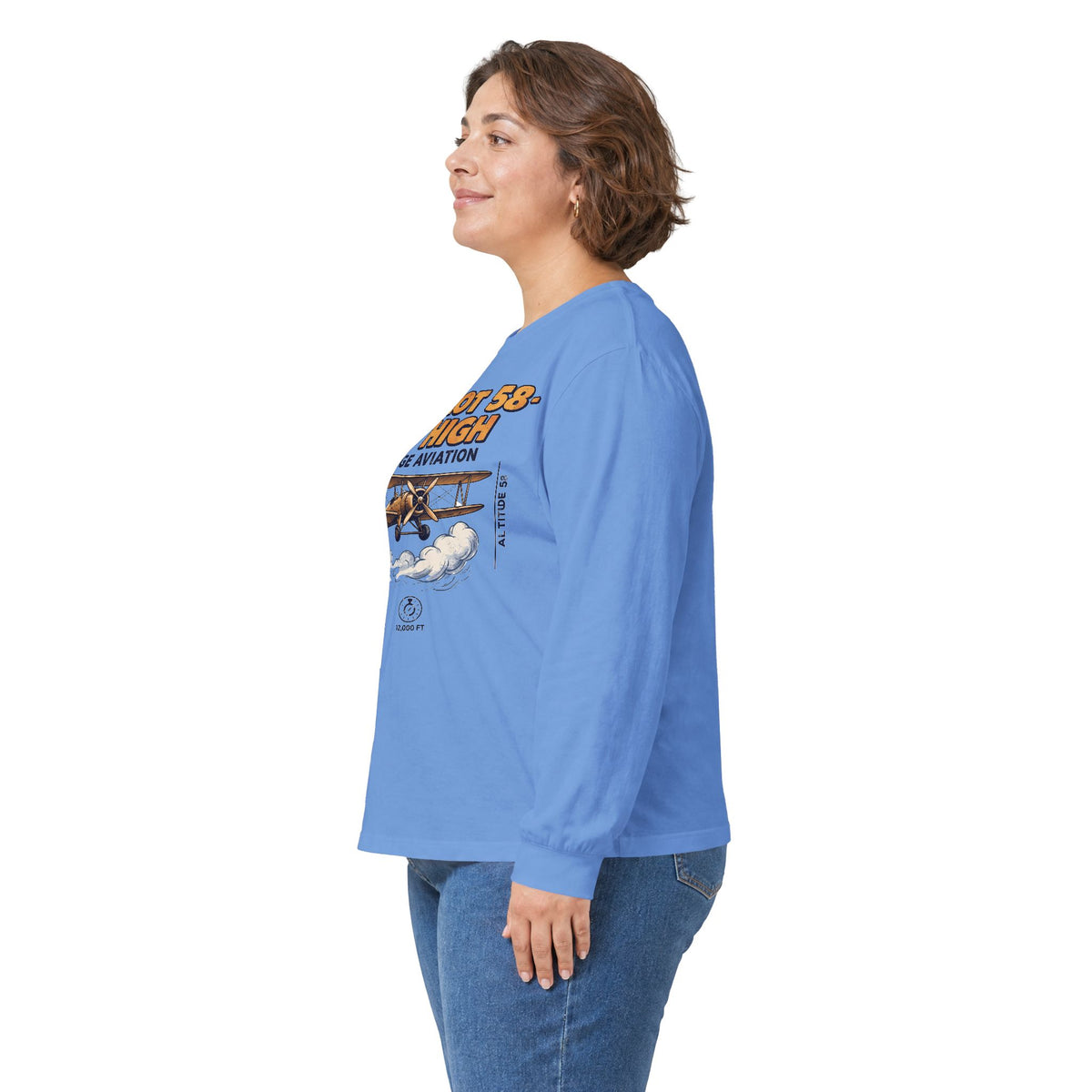 Sky Pilot 58-Fly High Vintage Aviation Long Sleeve Tee
