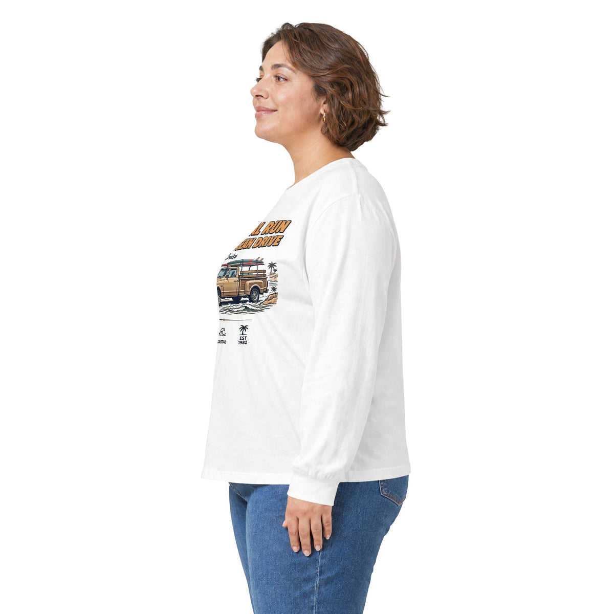 Coastal Run Off-Road Drive Vintage Van Long Sleeve Tee