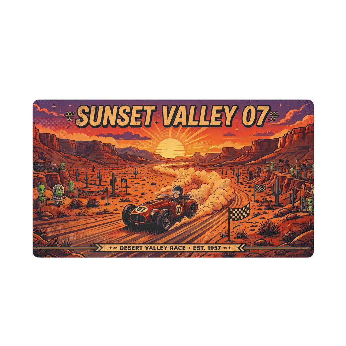 Sunset Valley 07 Desert Racing Stitched Edge Desk Mat