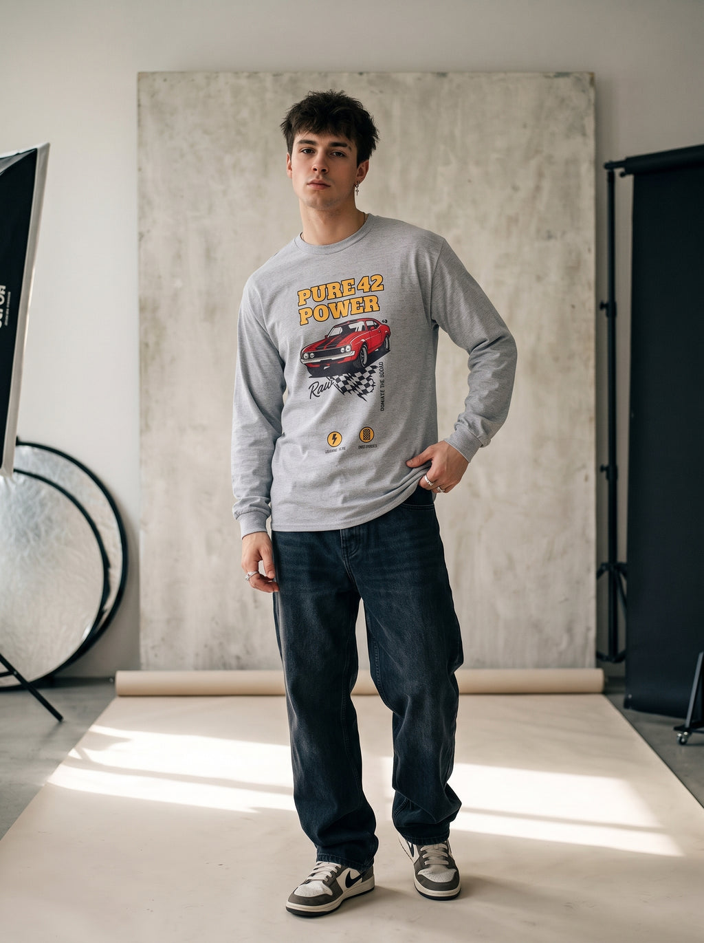Pure 42 Power Vintage Racing Car Long Sleeve Tee