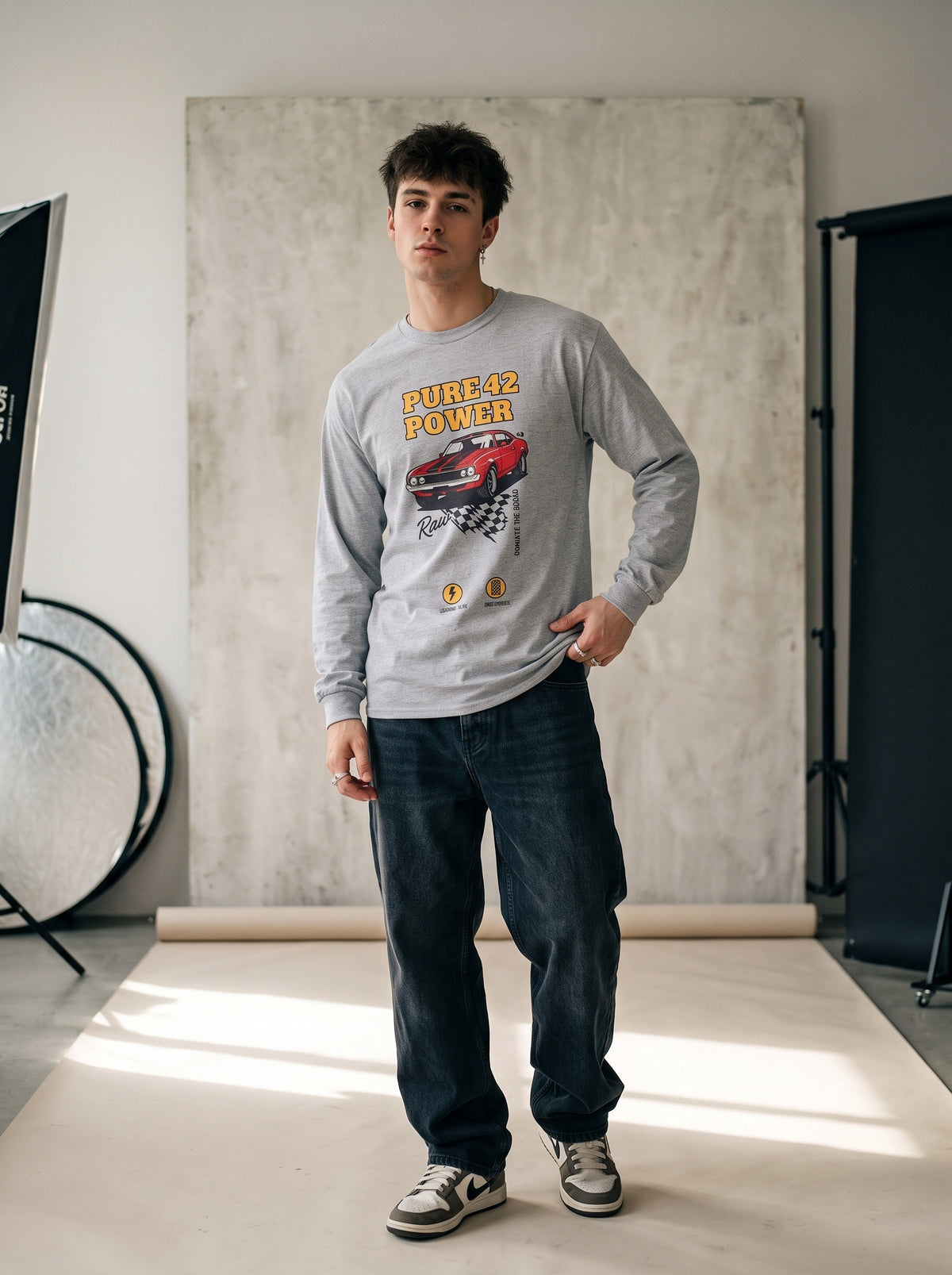 Pure 42 Power Vintage Racing Car Long Sleeve Tee