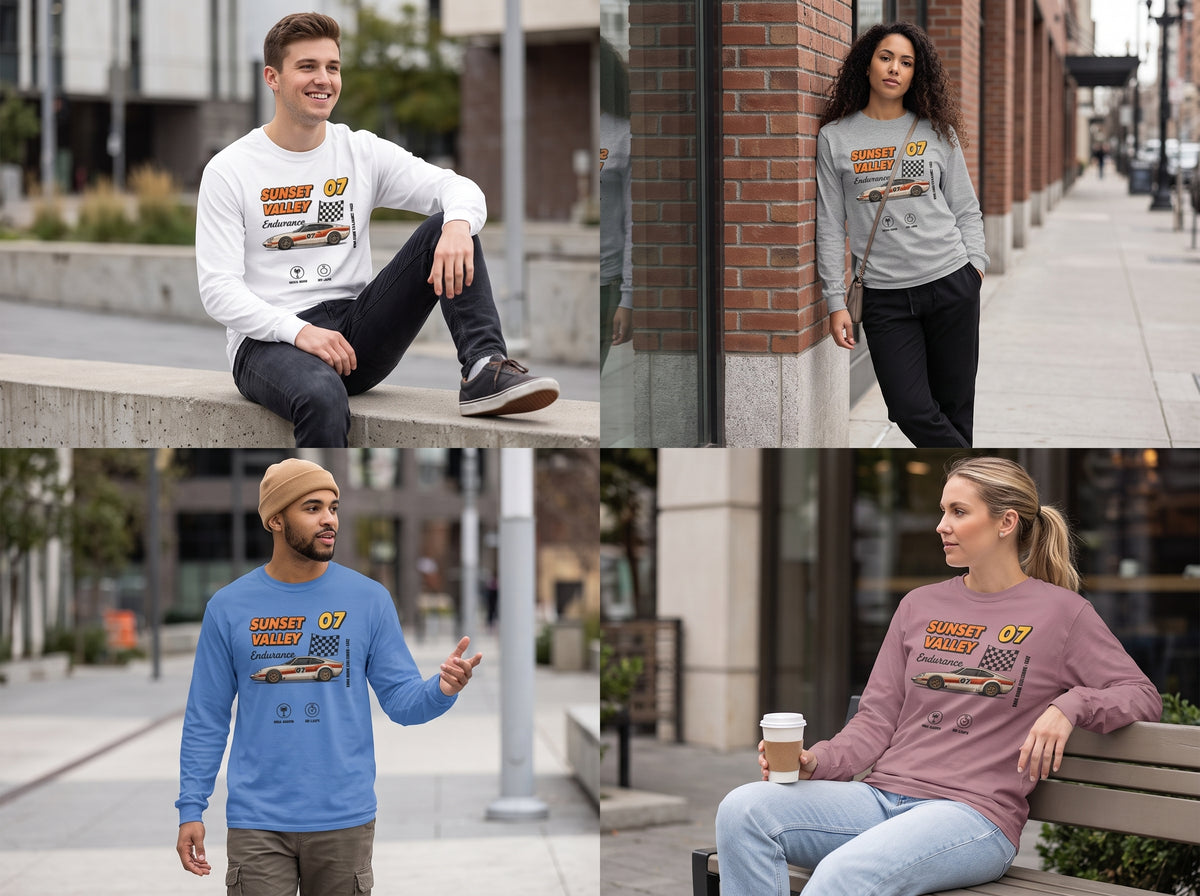 Sunset Valley 07 Vintage Race Car Long Sleeve Tee