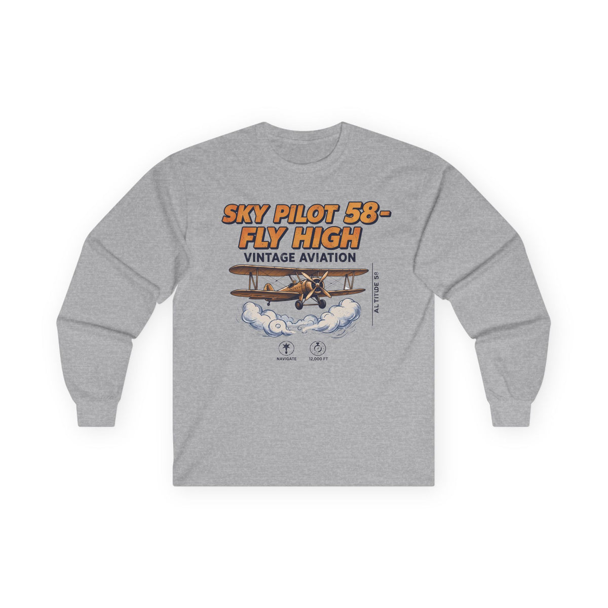 Sky Pilot 58-Fly High Vintage Aviation Long Sleeve Tee