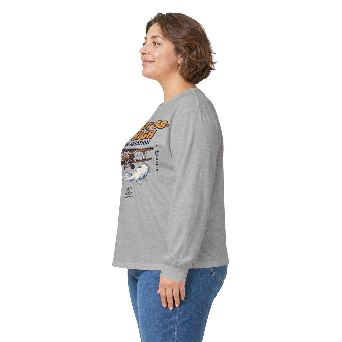 Sky Pilot 58-Fly High Vintage Aviation Long Sleeve Tee