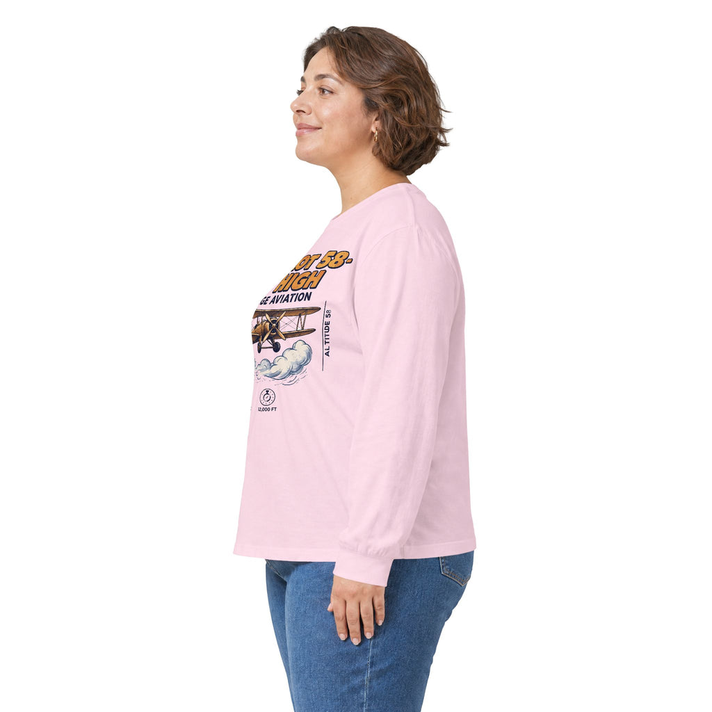 Sky Pilot 58-Fly High Vintage Aviation Long Sleeve Tee