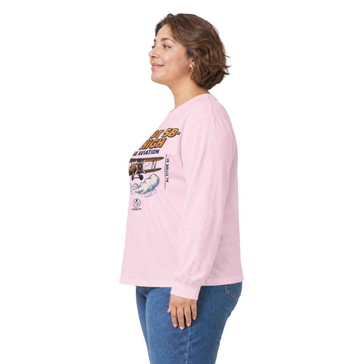 Sky Pilot 58-Fly High Vintage Aviation Long Sleeve Tee