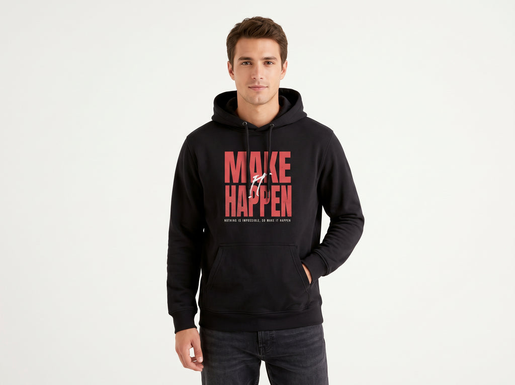 Make it happen Mens Fleece Lined Oversized Hoodie Pullover Sweatshirts