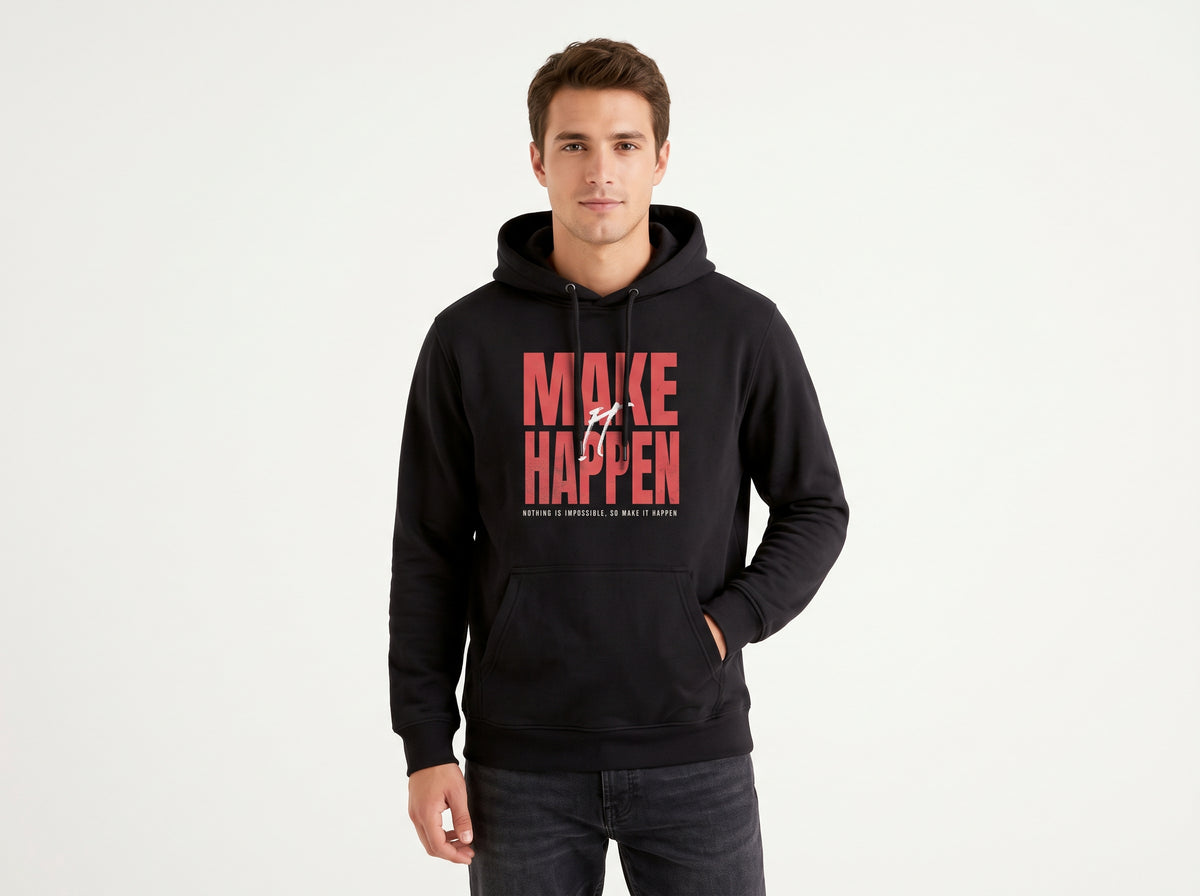 Make it happen Mens Fleece Lined Oversized Hoodie Pullover Sweatshirts