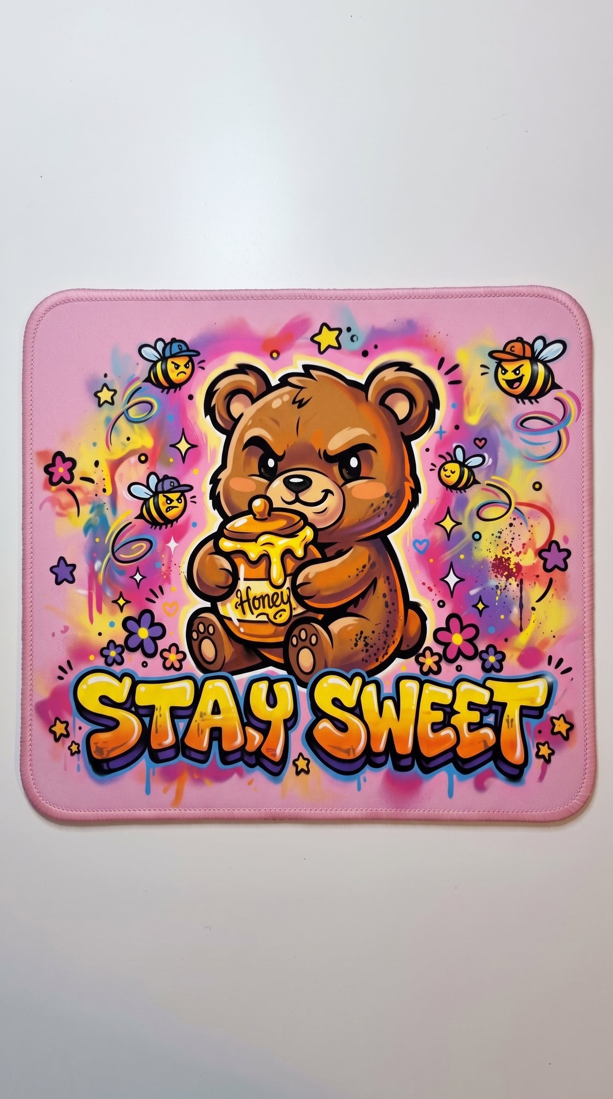Saty sweet bear pink Mouse Pad, Nice and Cute Mouse Pad, Splash-Proof Textured 10.2 x 8.2Inch, Stitched Edge Non-Slip Waterproof Rubber