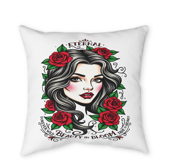 Eternal Rose Gothic Woman Decorative Pillowcase
