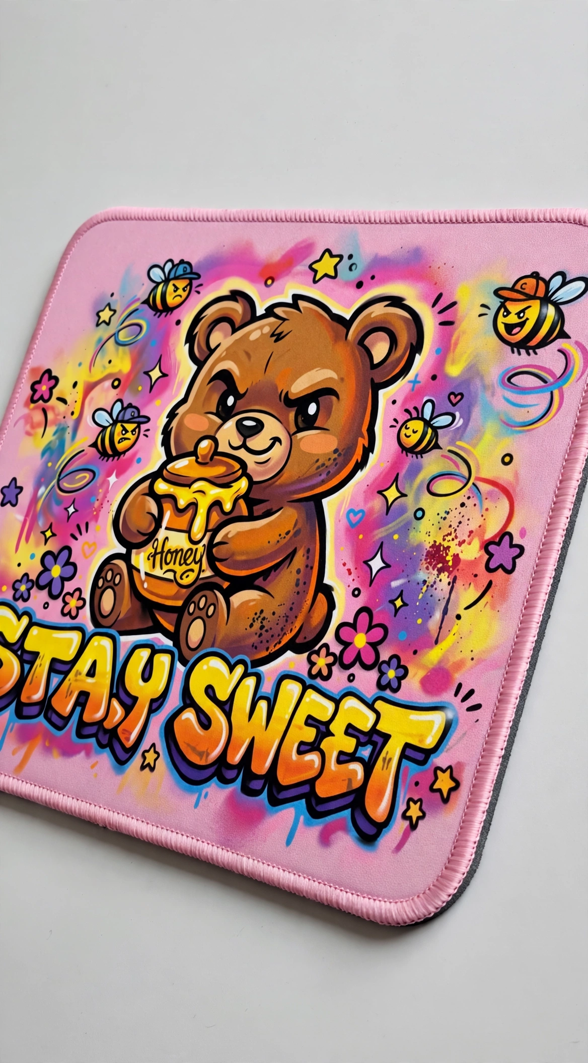Saty sweet bear pink Mouse Pad, Nice and Cute Mouse Pad, Splash-Proof Textured 10.2 x 8.2Inch, Stitched Edge Non-Slip Waterproof Rubber