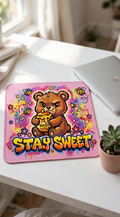 Saty sweet bear pink Mouse Pad, Nice and Cute Mouse Pad, Splash-Proof Textured 10.2 x 8.2Inch, Stitched Edge Non-Slip Waterproof Rubber